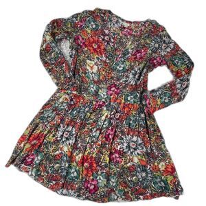 Hinge Nordstrom Floral Swing Dress Knee Length Rounded V-Neck Casual Daytime Med